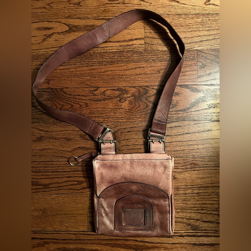 DIESEL Tan Leather Messenger Bag